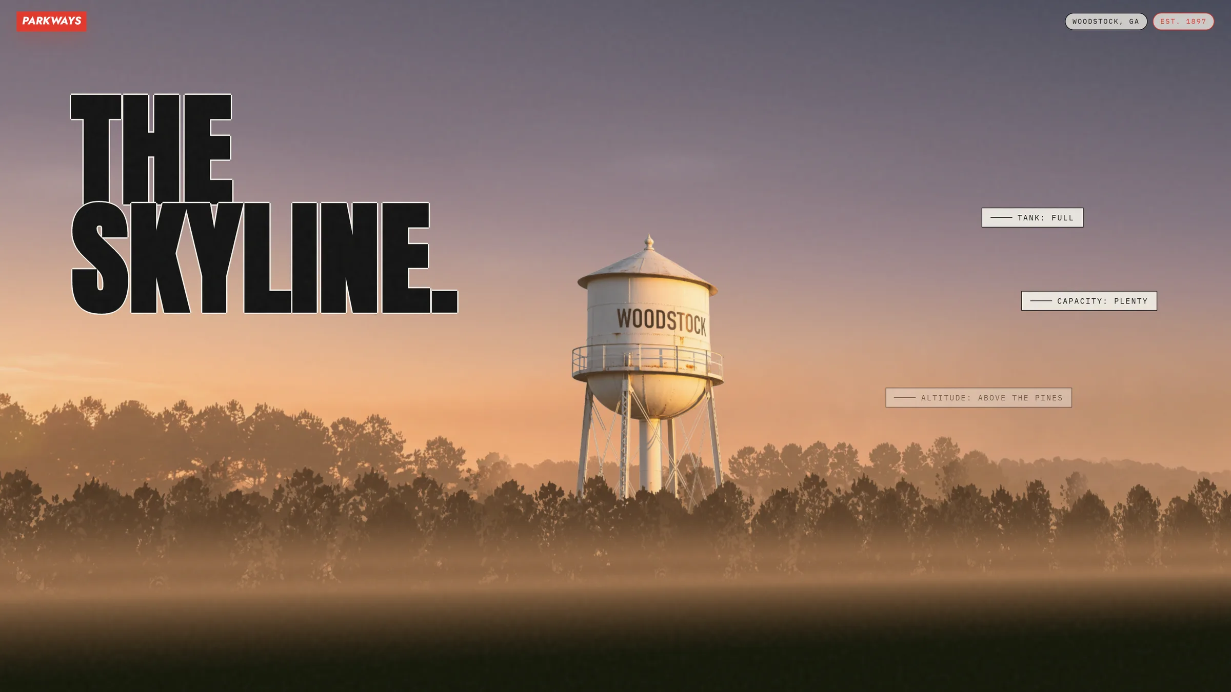 Parkways. A Georgia water tower as the skyline.