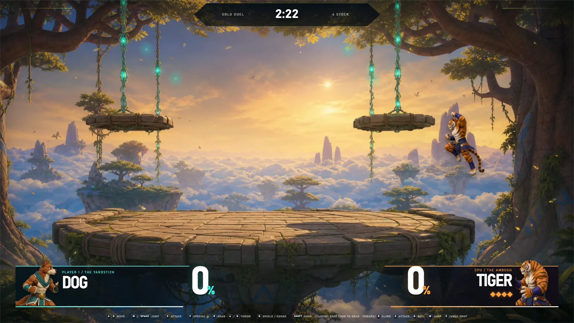 A match on the treetop arena.