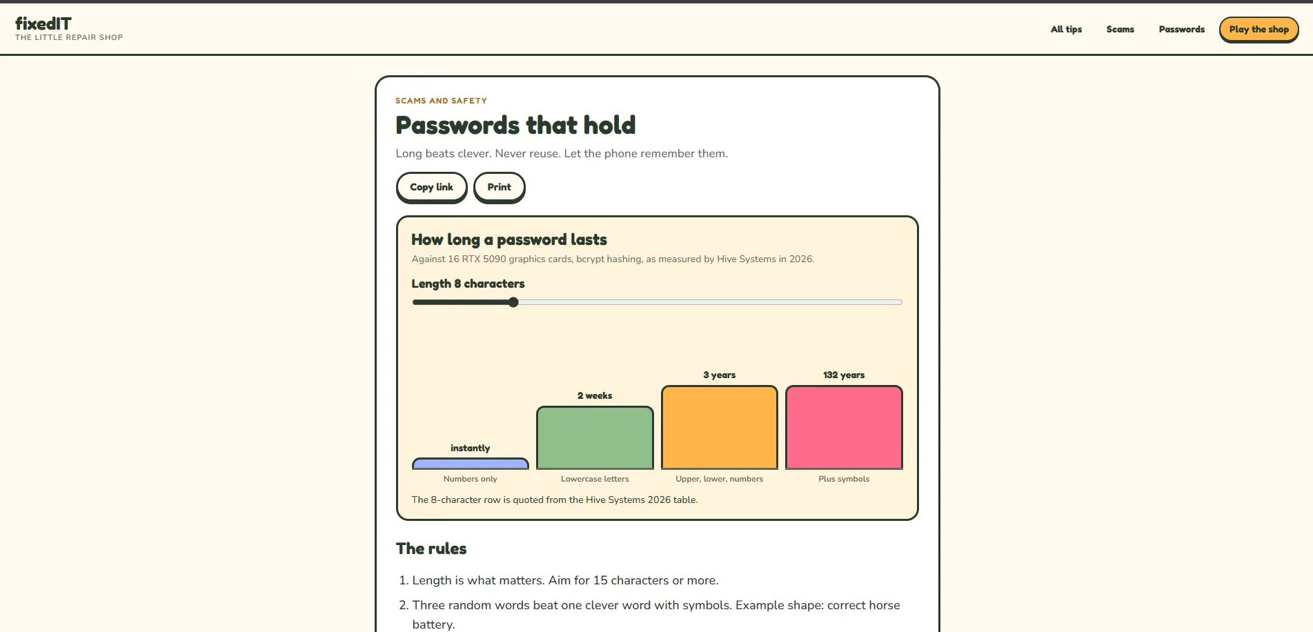 Passwords that hold, with the how-long-a-password-lasts chart.