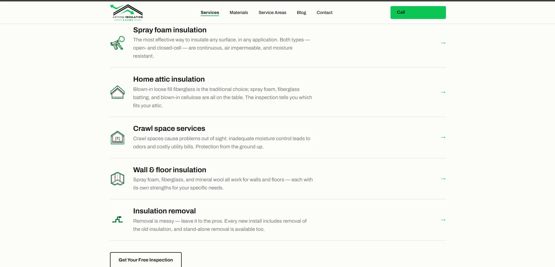 The services page.