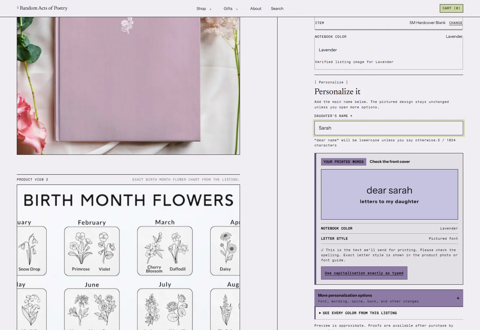 A personalized product with its own option rules.