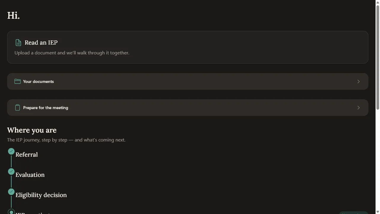 The app. A frontloaded summary with rated sections.