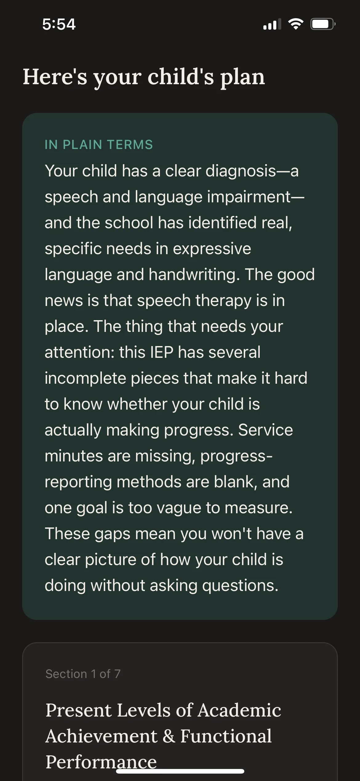 The frontloaded summary. Plain terms first, then the plan section by section.